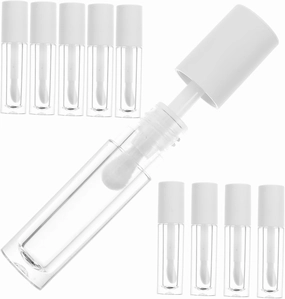 VALICLUD 10Pcs Clear Mini Lip Gloss Tubes Recyclable Lip Oil Bottles for and Liquid Blush Smooth Surface for DIY Cosmetics and Makeup