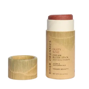 Vegan Blush Stick - Hydrating, Multi-Use Cream Blush for Cheeks, Natural, Organic, Plastic-free packaging | River Organics 0.50 oz. (Dusty Rose)