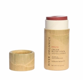 Vegan Blush Stick - Hydrating, Multi-Use Cream Blush for Cheeks, Natural, Organic, Plastic-free, packaging | River Organics 0.50 oz. (Pinch)