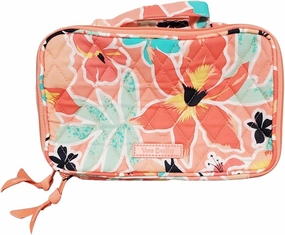 Vera Bradley Medium Iconic Blush & Brush Makeup Case (Rain Forest Lily Coral), C135153