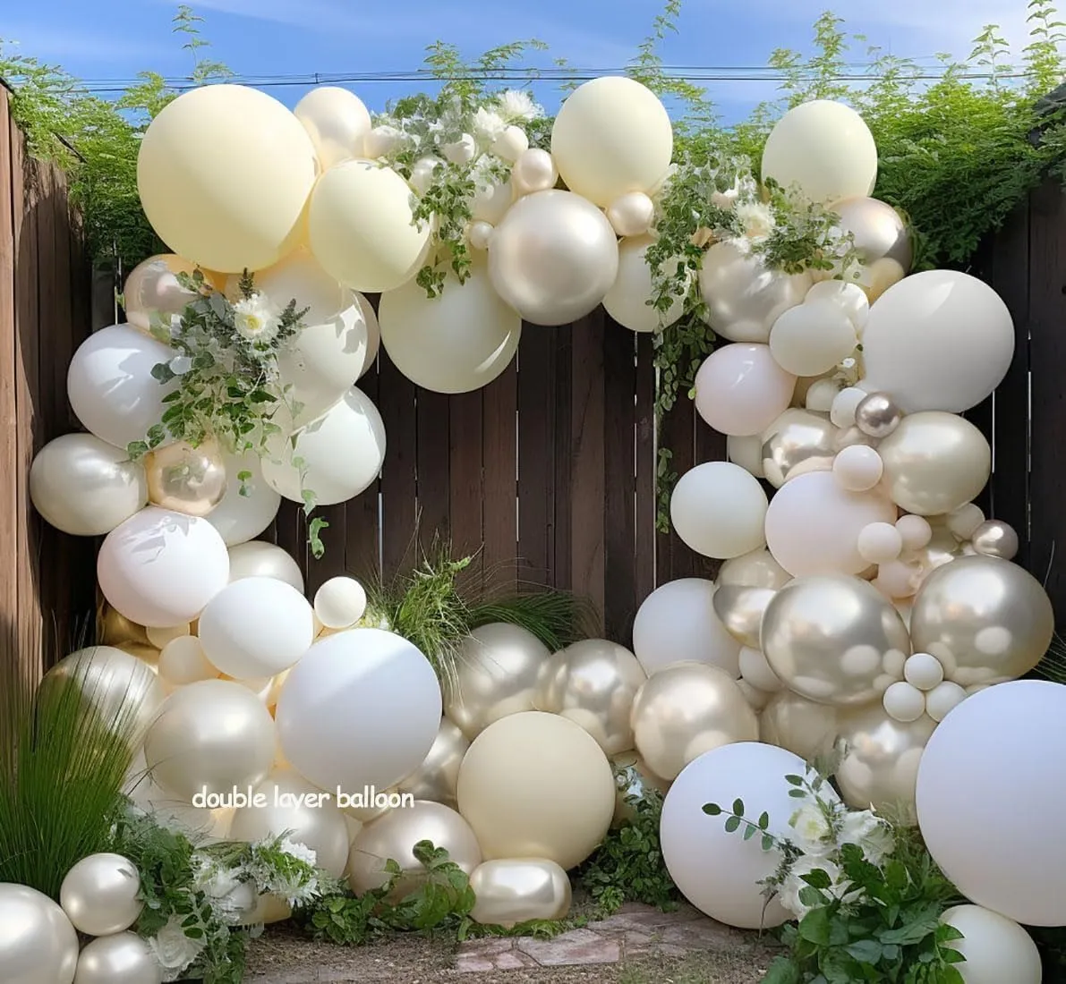 White Ivory Balloon Arch Kit - Double Stuffed Pearl White Sand Cream Balloon Garland Latex Beige Blush Different Sizes for Baby Bridal Shower Birthday Baptism Wedding Party Decor