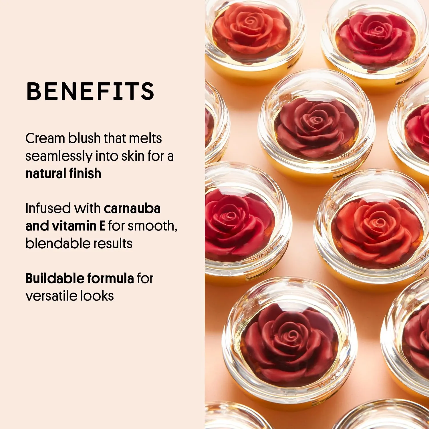 Winky Lux Cheeky Rose, Cream Blush for Cheeks, Flower Blush with Vitamin E, Makeup Blush and Flower Makeup, Coral Brilliant