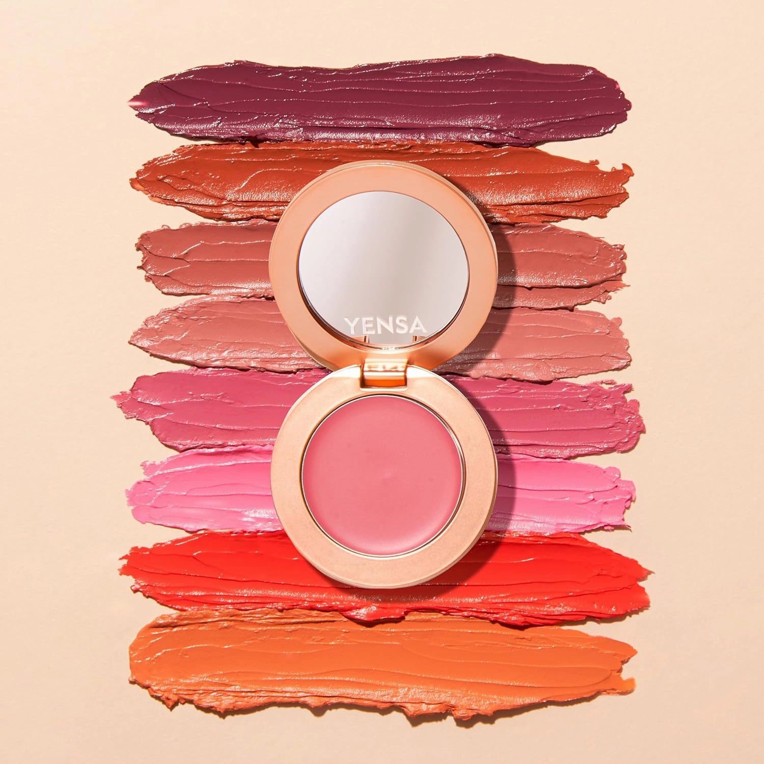 YENSA Super Serum Silk Cream Blush for Cheeks - Buildable Cheek Blush Formulated with Superfoods - Dewy Airbrushed Finish - Nourishing & Hydrating - Silky Cream Formula - Vibrant Coral (0.21 oz)