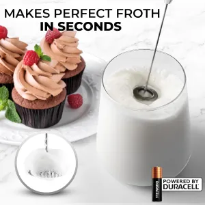 Zulay Powerful Milk Frother (4 Duracell Batteries Included) - Handheld Milk Frother Wand Drink Mixer for Coffee - Powerful Milk Foamer for Cappuccino, Frappe, Matcha & Coffee Creamer - Lavender Blush